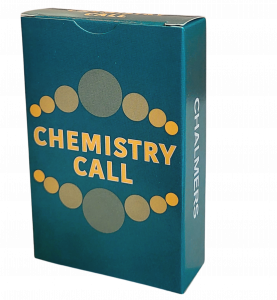 Image showing the box of Chemistry Call, a card game about chemistry for game nights and education